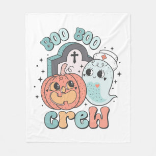 Boo Boo Crew Nurse Funny Ghost Women Halloween Fleece Blanket