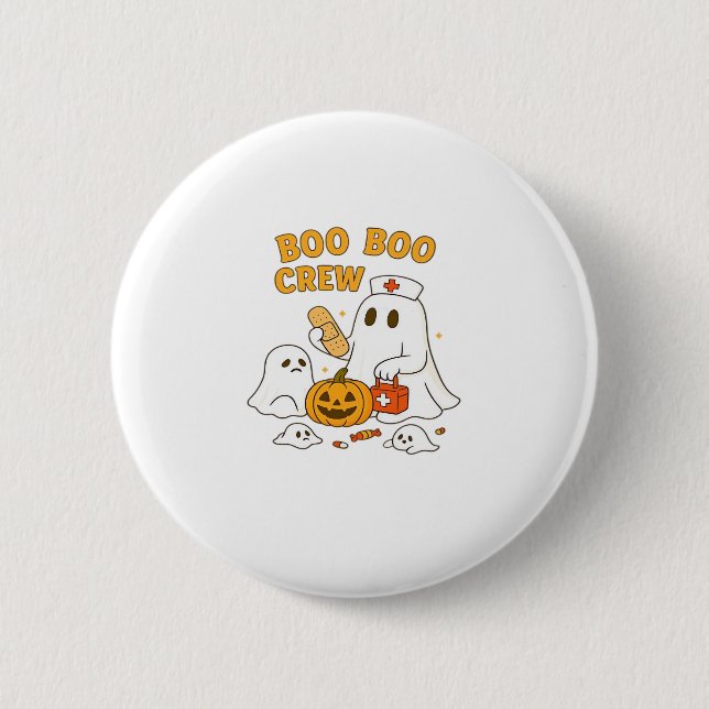 Boo Boo Crew Nurse Funny Halloween Ghost Nurse Gir 6 Cm Round Badge (Front)