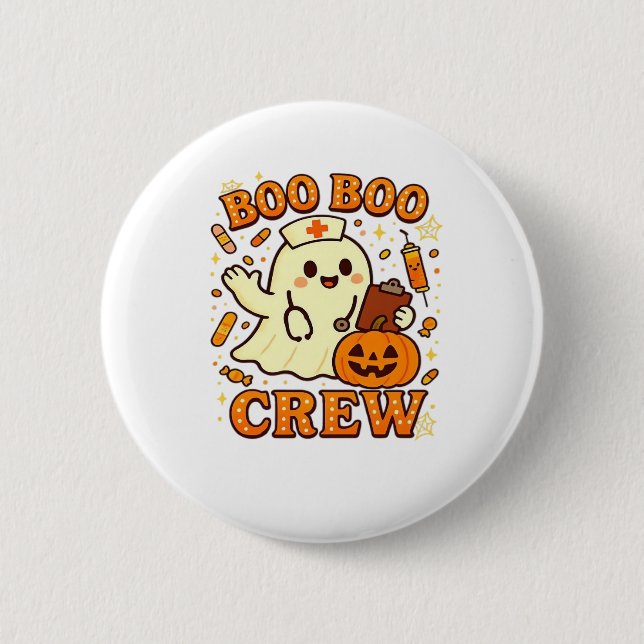 Boo Boo Crew Nurse Funny Halloween Ghost Nurse Gir 6 Cm Round Badge (Front)