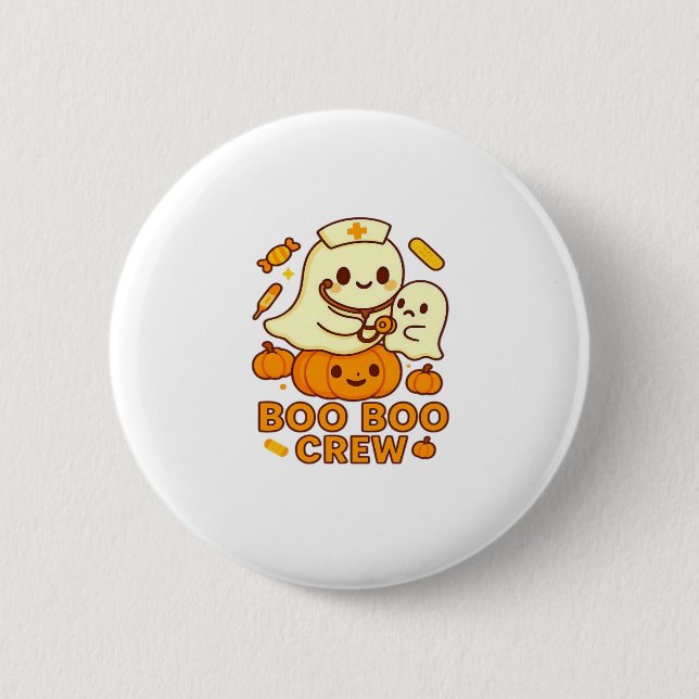 Boo Boo Crew Nurse Funny Halloween Ghost Nurse Gir 6 Cm Round Badge (Front)