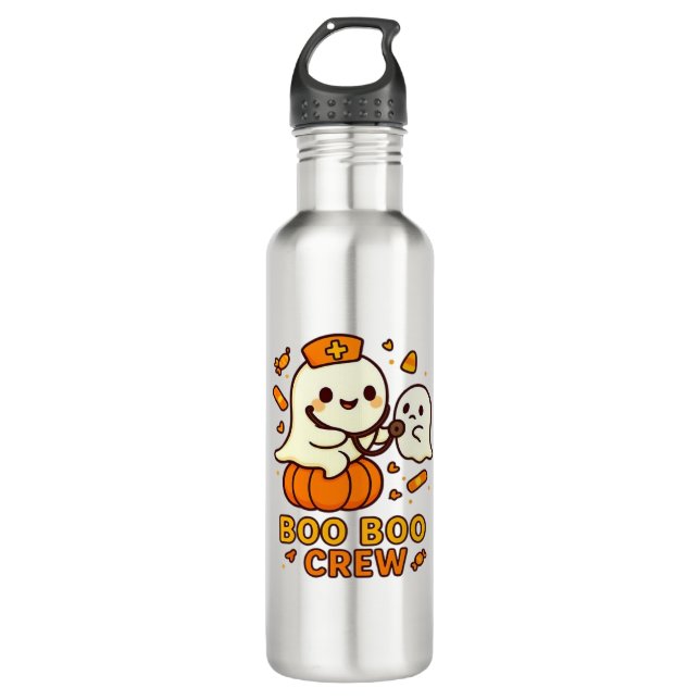 Boo Boo Crew Nurse Funny Halloween Ghost Nurse Gir 710 Ml Water Bottle (Front)