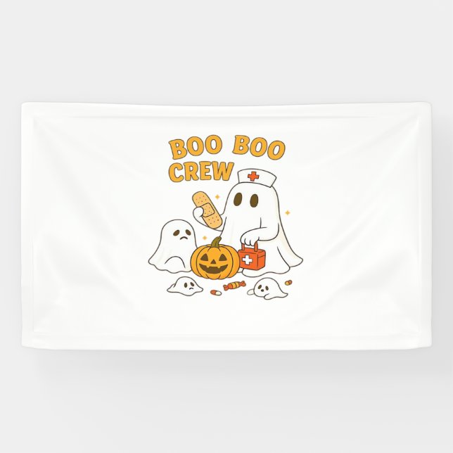 Boo Boo Crew Nurse Funny Halloween Ghost Nurse Gir Banner (Horizontal)