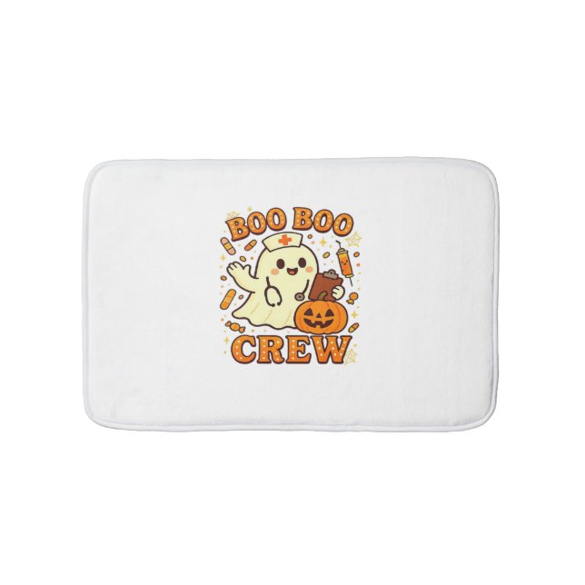 Boo Boo Crew Nurse Funny Halloween Ghost Nurse Gir Bath Mat (Front)
