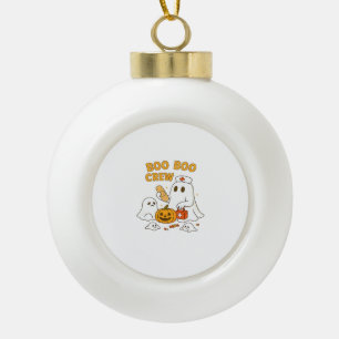 Boo Boo Crew Nurse Funny Halloween Ghost Nurse Gir Ceramic Ball Christmas Ornament