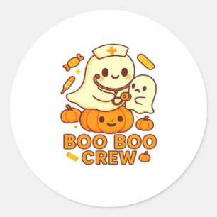 Boo Boo Crew Nurse Funny Halloween Ghost Nurse Gir Classic Round Sticker