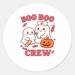 Boo Boo Crew Nurse Funny Halloween Ghost Nurse Gir Classic Round Sticker
