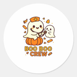 Boo Boo Crew Nurse Funny Halloween Ghost Nurse Gir Classic Round Sticker
