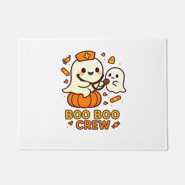 Boo Boo Crew Nurse Funny Halloween Ghost Nurse Gir Doormat (Front)