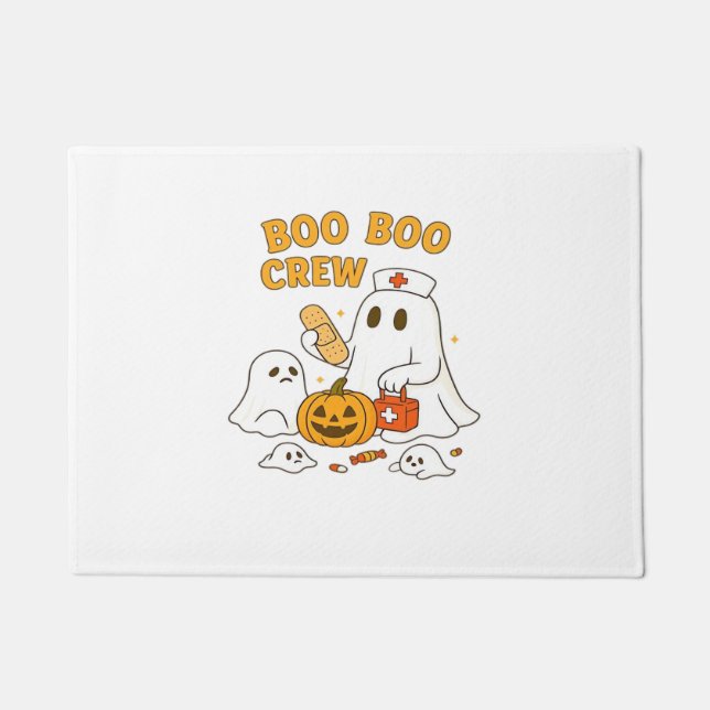 Boo Boo Crew Nurse Funny Halloween Ghost Nurse Gir Doormat (Front)