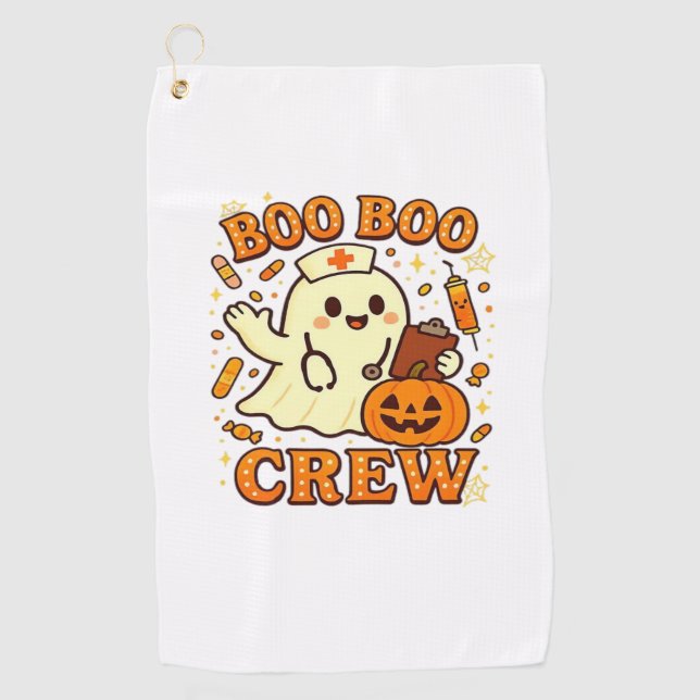 Boo Boo Crew Nurse Funny Halloween Ghost Nurse Gir Golf Towel (Front)