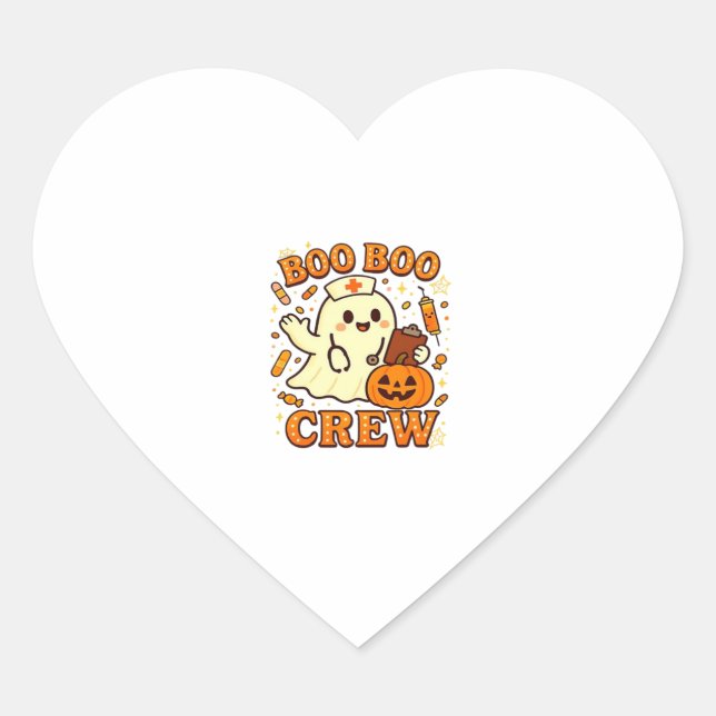 Boo Boo Crew Nurse Funny Halloween Ghost Nurse Gir Heart Sticker (Front)