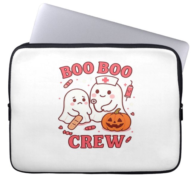 Boo Boo Crew Nurse Funny Halloween Ghost Nurse Gir Laptop Sleeve (Front)