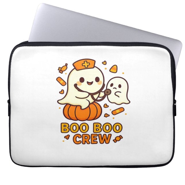Boo Boo Crew Nurse Funny Halloween Ghost Nurse Gir Laptop Sleeve (Front)