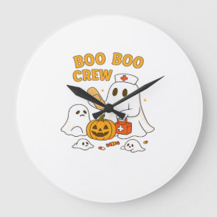 Boo Boo Crew Nurse Funny Halloween Ghost Nurse Gir Large Clock