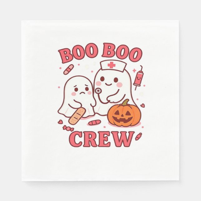 Boo Boo Crew Nurse Funny Halloween Ghost Nurse Gir Napkin (Front)