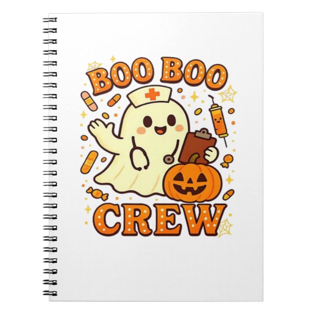 Boo Boo Crew Nurse Funny Halloween Ghost Nurse Gir Notebook (Front)