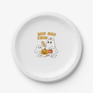 Boo Boo Crew Nurse Funny Halloween Ghost Nurse Gir Paper Plate