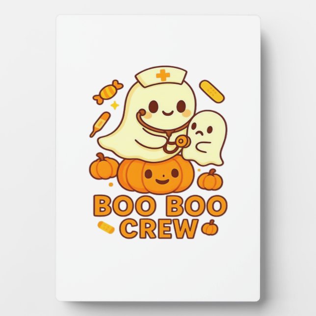 Boo Boo Crew Nurse Funny Halloween Ghost Nurse Gir Plaque (Front)