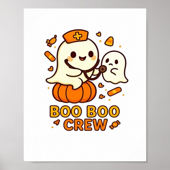 Boo Boo Crew Nurse Funny Halloween Ghost Nurse Gir Poster (Front)