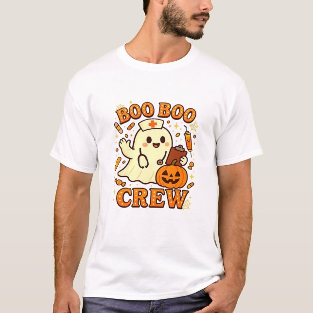 Boo Boo Crew Nurse Funny Halloween Ghost Nurse Gir T-Shirt (Front)