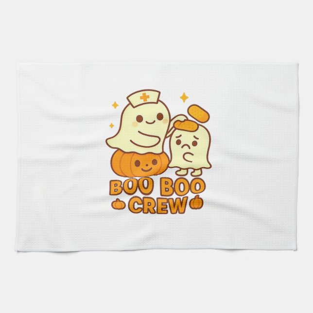 Boo Boo Crew Nurse Funny Halloween Ghost Nurse Gir Tea Towel (Horizontal)