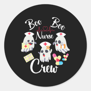 Boo Boo Crew Nurse Ghost Costume Fun Halloween Gif Classic Round Sticker