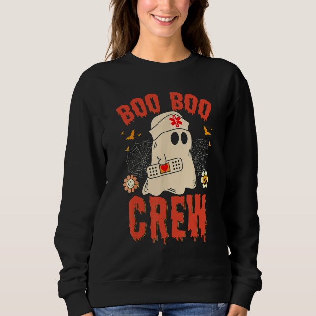 Boo Boo Crew Nurse Ghost Funny Halloween Costume Sweatshirt (Front)