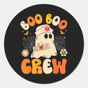 Boo Boo Crew Nurse Ghost Halloween  Classic Round Sticker