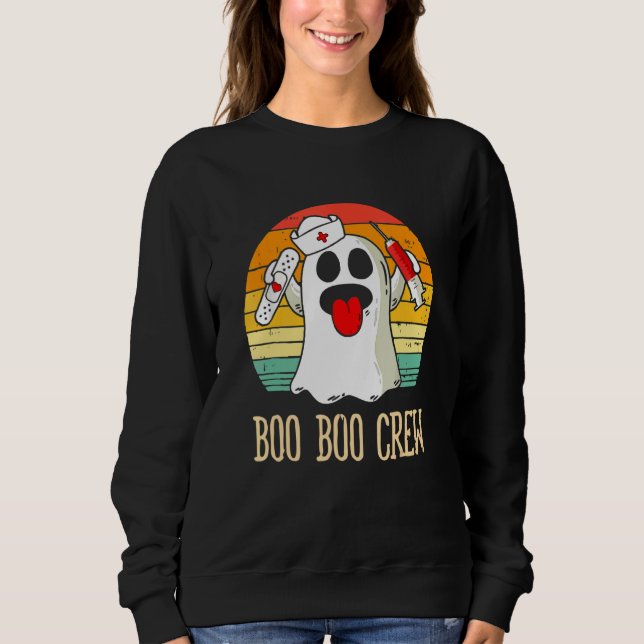 Boo Boo Crew Nurse Ghost  Halloween Costume 11 Sweatshirt (Front)