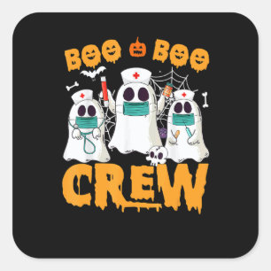 Boo Boo Crew Nurse Ghost Halloween Costume 1 Square Sticker