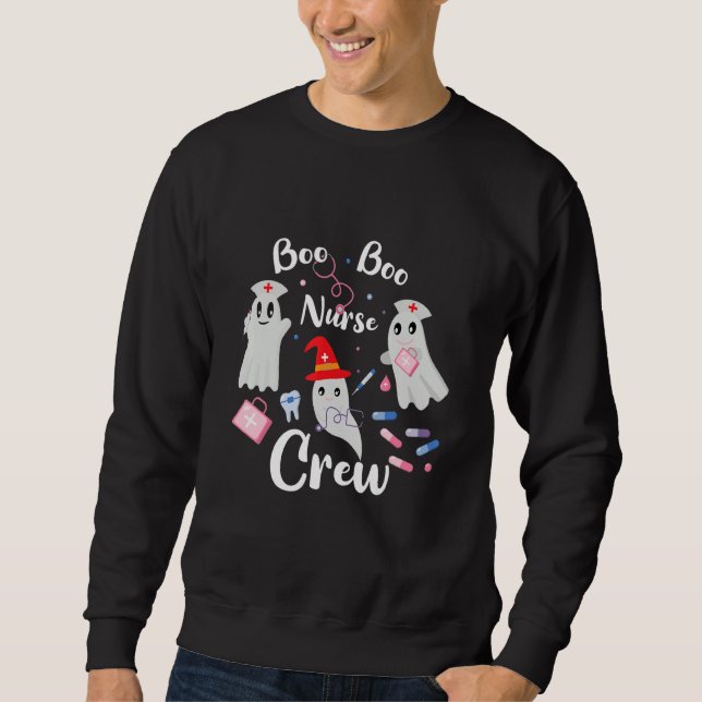 Boo Boo Crew Nurse Ghost  Halloween Costume 1 Sweatshirt (Front)