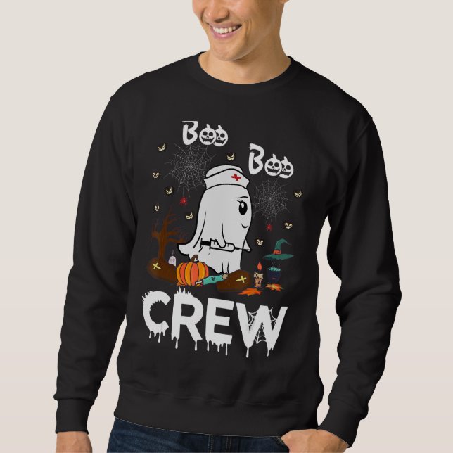 Boo Boo Crew Nurse Ghost  Halloween Costume Sweatshirt (Front)