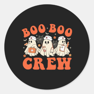 Boo Boo Crew Nurse Ghost Scrub Top Nursing Hallowe Classic Round Sticker