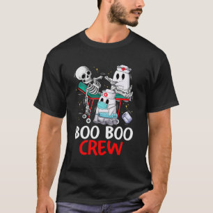 Boo Boo Crew Nurse Ghost Skeleton Funny Halloween  T-Shirt
