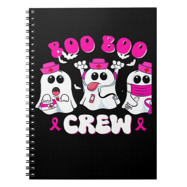 Boo Boo Crew Nurse Halloween Costume Ghost Breast  Notebook (Front)