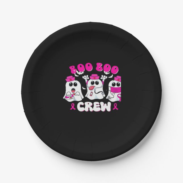 Boo Boo Crew Nurse Halloween Costume Ghost Breast  Paper Plate (Front)