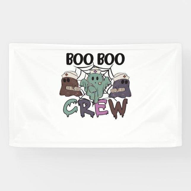 Boo Boo Crew Nurse Halloween Ghost Funny Classic T Banner (Horizontal)