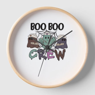 Boo Boo Crew Nurse Halloween Ghost Funny Classic T Clock
