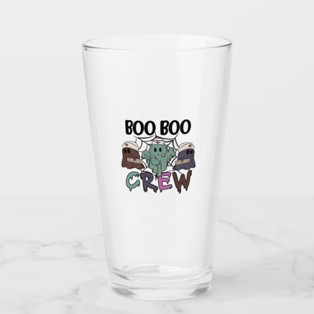 Boo Boo Crew Nurse Halloween Ghost Funny Classic T Glass (Front)