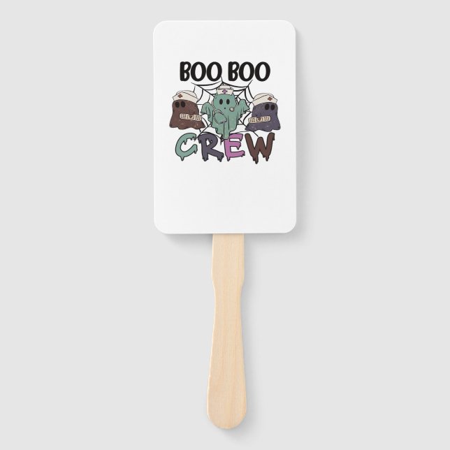 Boo Boo Crew Nurse Halloween Ghost Funny Classic T Hand Fan (Front)