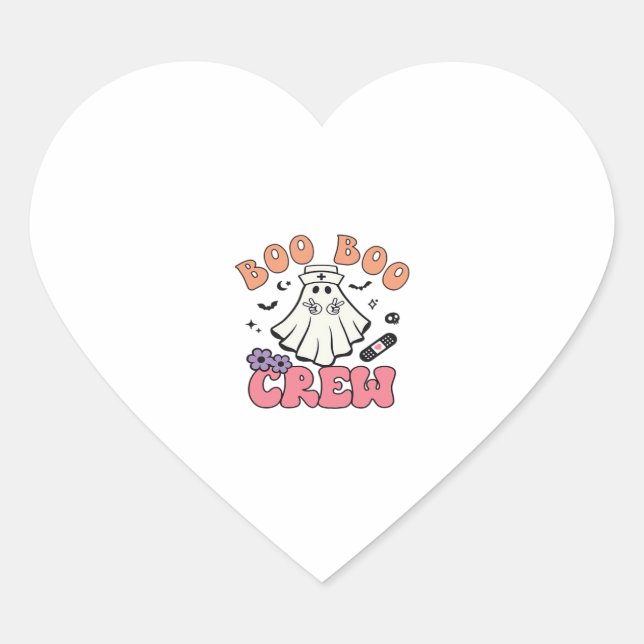 Boo Boo Crew Nurse Halloween Ghost Funny Classic T Heart Sticker (Front)