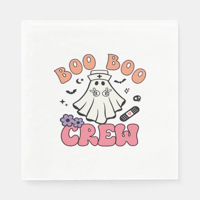 Boo Boo Crew Nurse Halloween Ghost Funny Classic T Napkin (Front)