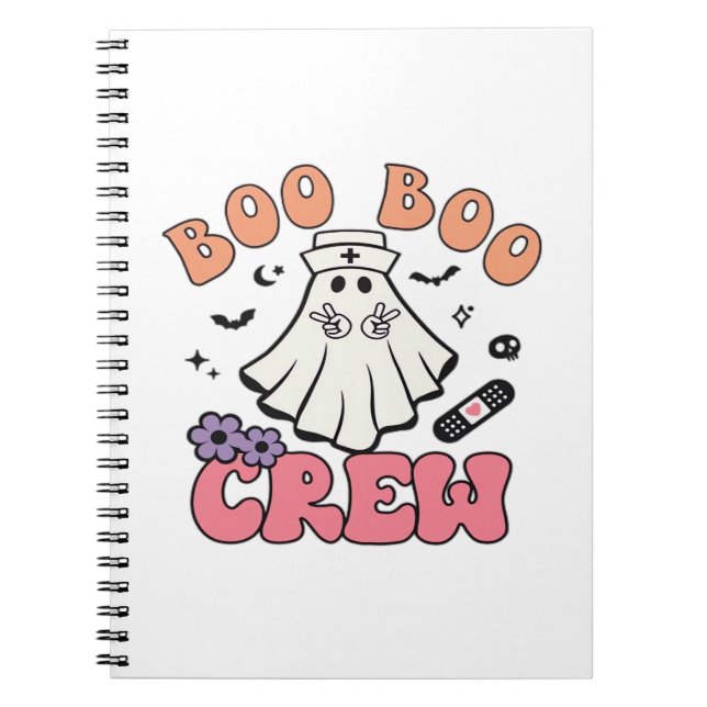 Boo Boo Crew Nurse Halloween Ghost Funny Classic T Notebook (Front)