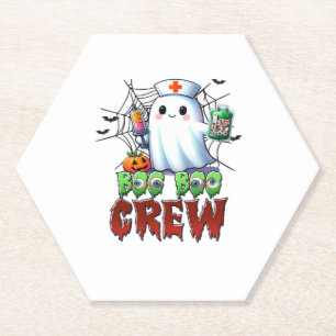 Boo Boo Crew Nurse Halloween Ghost Funny Classic T Paper Coaster