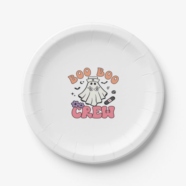 Boo Boo Crew Nurse Halloween Ghost Funny Classic T Paper Plate (Front)