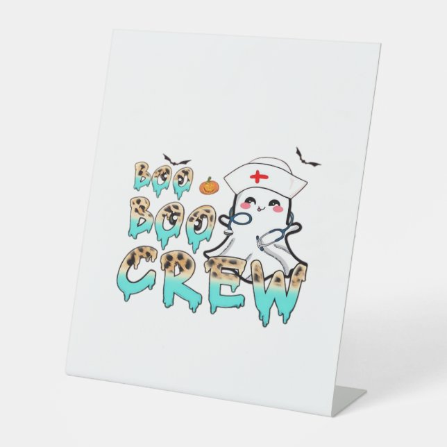 Boo Boo Crew Nurse Halloween Ghost Funny Classic T Pedestal Sign (Front)