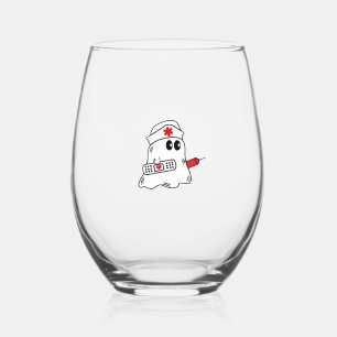 Boo Boo Crew Nurse Halloween Ghost Funny Oversized Stemless Wine Glass
