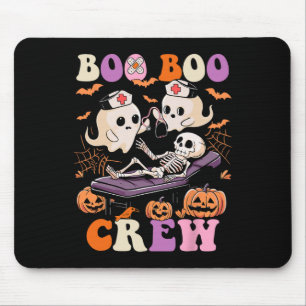 Boo Boo Crew Nurse Halloween Ghost Skeleton Nurses Mouse Pad
