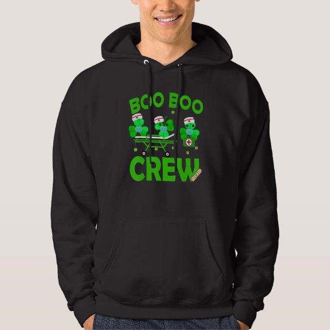 Boo Boo Crew Nurse St Patrick S Day Shamrock Face  Hoodie (Front)
