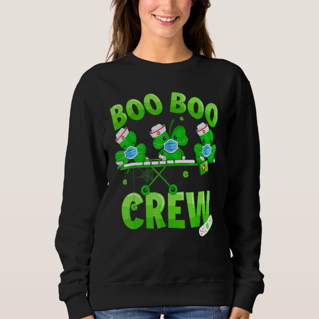 Boo Boo Crew Nurse St Patrick S Day Shamrock Face  Sweatshirt (Front)